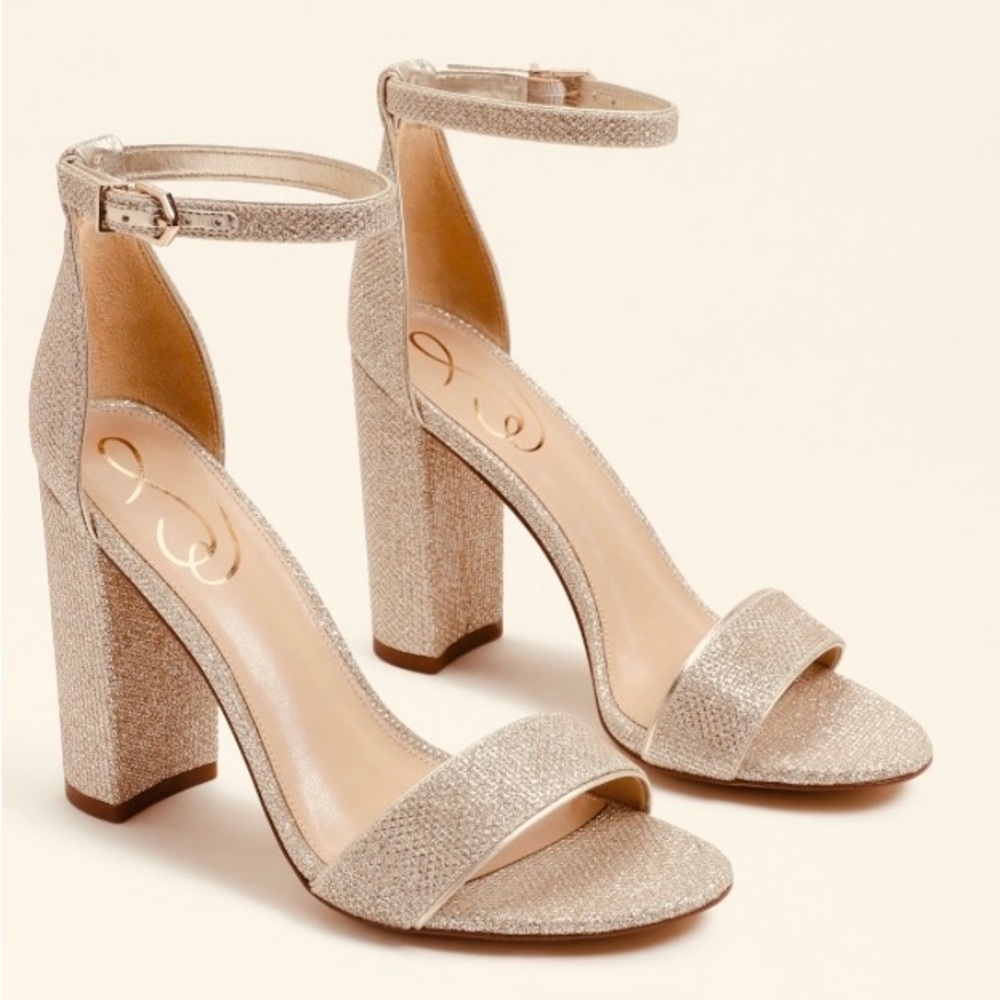 Sam Edelman YARO Women's Size 9M Light Gold Ankle Strap Block Heel Sandals NEW